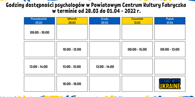 Grafik dostępności psychologów